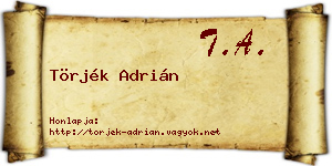 Törjék Adrián névjegykártya